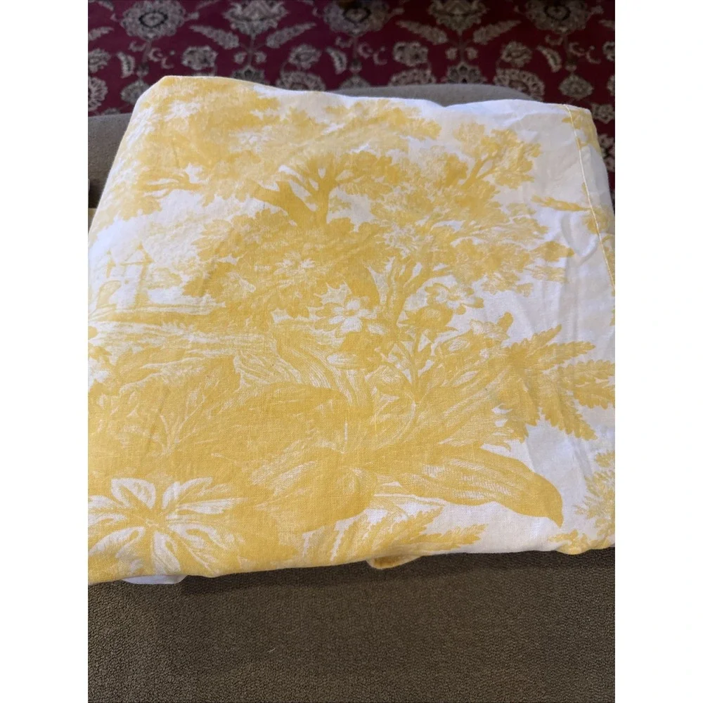Pottery Barn Matine Toile Duvet Cover Yellow Queen & 4 Pillow Shams (TD)